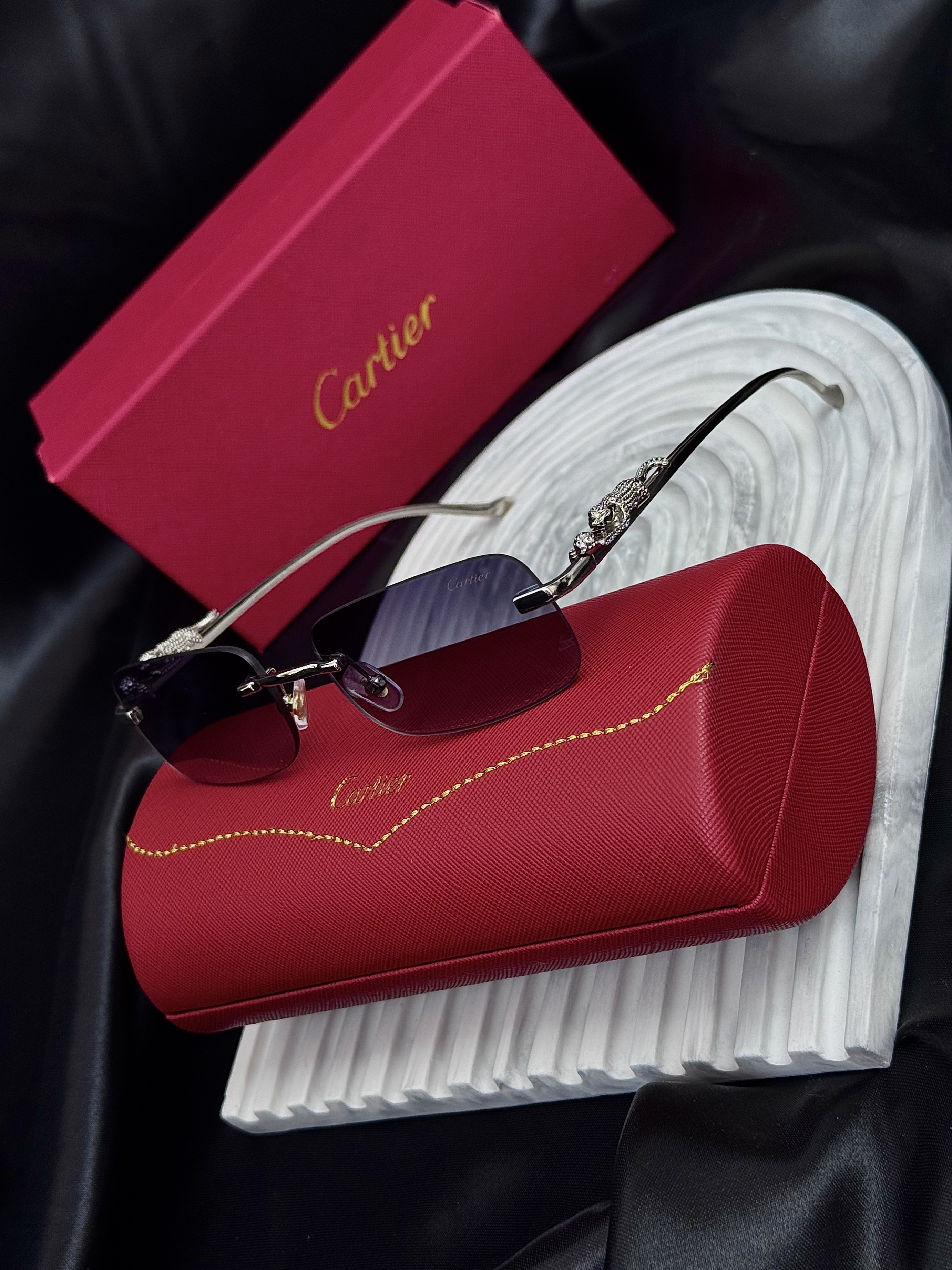 عینک (دورچی ) برند Cartier کارتیر دسته فلز جگوار کوالیتی High quality